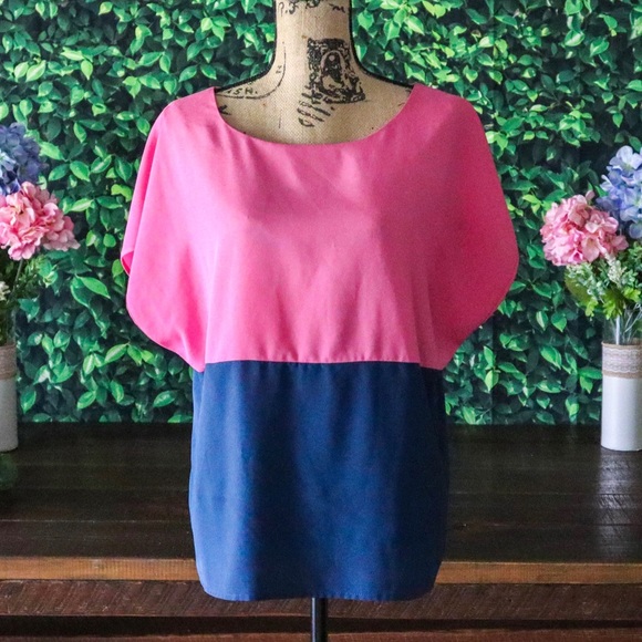 Daniel Cremieux Pink Blue Short Sleeve Top Size Medium - Picture 4 of 9